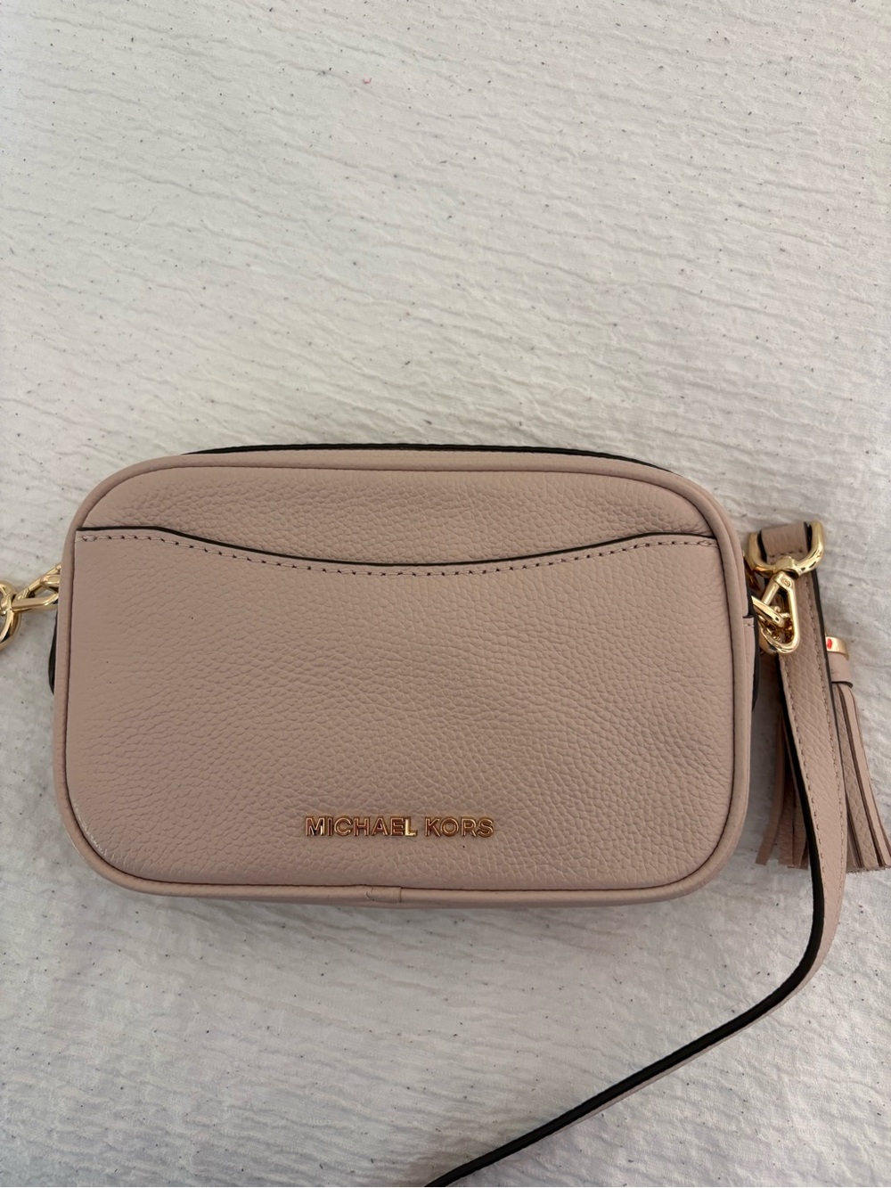 Michael Kors Pebbled Leather Crossbody in Pale Pink with Gold Hardware